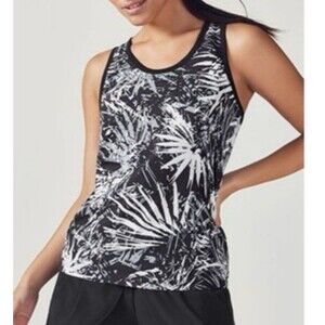 Fabletics Womens Morgan Tropical Black/White Racerback Athletic Top Size Medium